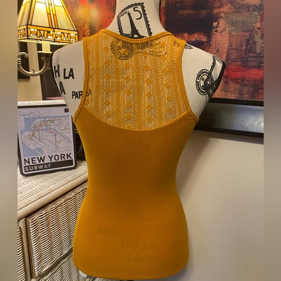 🛍️ 3/$15⭕️ Arizona mustard yellow with lace back tank top - Picture 2 of 2